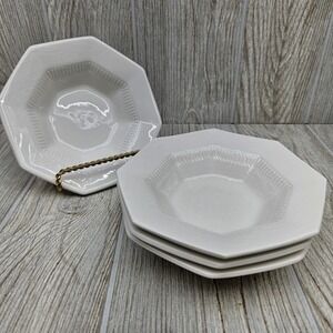 Independence Ironstone Castleton Octagon White 5 5/8" Fruit Dessert Bowls Set  4